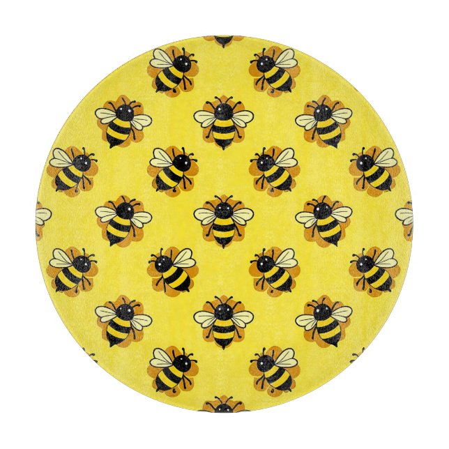 Süßes Hummel-Sommer-Muster Schneidebrett (Vorderseite)