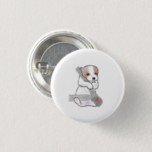 Süßes Hündchen im Autositzgurt - Geschenk für Haus Button