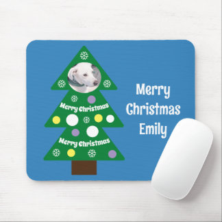Süßes Hunde-Foto in einem farbenfrohen Weihnachtsb Mousepad