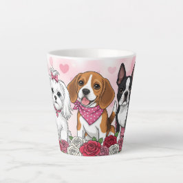 Süßes Hunde-Trio Rosen Haustierliebhaber Milchtasse