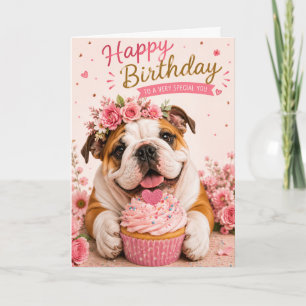 SÜSSES HUNDEBABY ENGLISCHE BULLDOGGE GEBURTSTAG KARTE