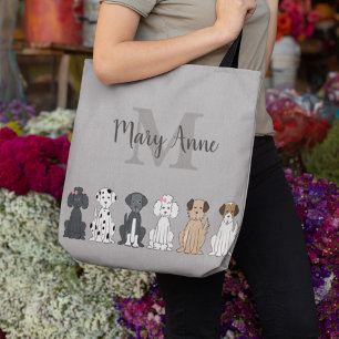 Süßes Hundemuster-Monogramm Personalisierter Tierl Tasche