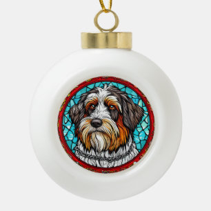 Süßes Hundeporträt Keramik Kugel-Ornament