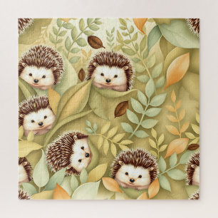 Süßes Igel-Herbstlaub-Muster