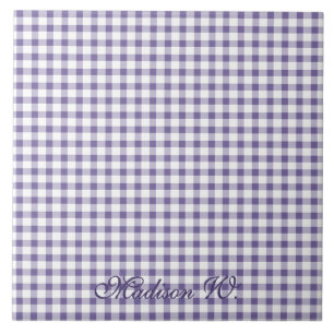 Süßes Indigo-Gingham-Muster Fliese