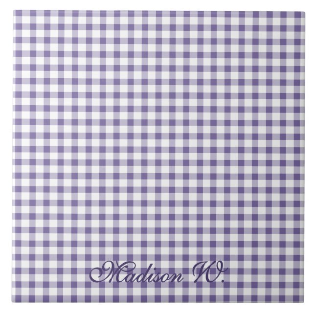Süßes Indigo-Gingham-Muster Fliese (Vorderseite)