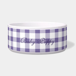 Süßes Indigo-Gingham-Muster-Haustiernahrungsschale Napf