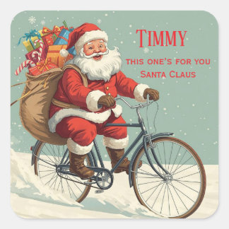 Süßes individuelles Geschenk von Santa Claus Weihn Quadratischer Aufkleber