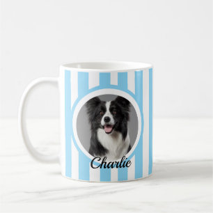 Süßes individuelles Haustierfoto & Name Blau Weiße Kaffeetasse