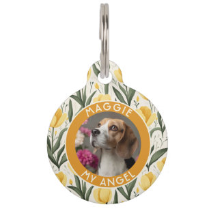 Süßes individuelles Hundegeschenk Tulpen-Druck Haustiermarke