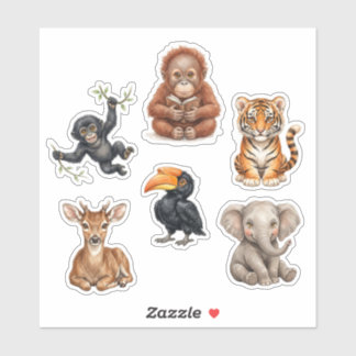 Süßes Indonesien Wildtier Sticker-Pack Exotischer Aufkleber