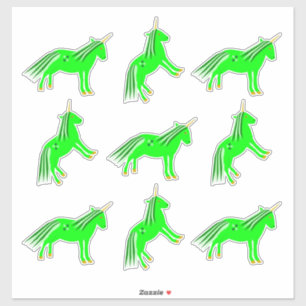 Süßes Irisch Grünes und Goldenes Einhorn Aufkleber