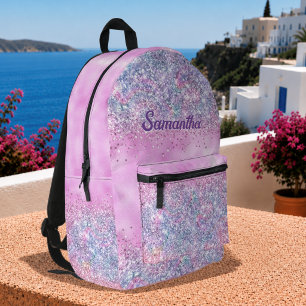 Süßes, irisierendes Einhorn-Ombre-Glitter-Monogram Bedruckter Rucksack