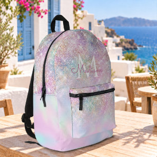 Süßes, irisierendes Einhorn-Ombre-Glitter-Monogram Bedruckter Rucksack