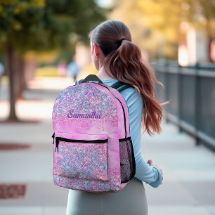 Süßes, irisierendes Einhorn-Ombre-Glitter-Monogram Bedruckter Rucksack