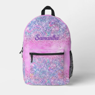 Süßes, irisierendes Einhorn-Ombre-Glitter-Monogram Bedruckter Rucksack