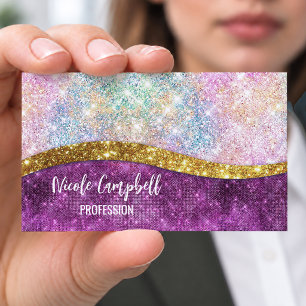 Süßes, irisierendes Fuchsia-Gold-Kunststoff-Glitte Magnetische Visitenkarte