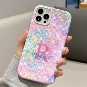Süßes, irisierendes, pinkes, glänzendes Monogramm  Case-Mate iPhone Hülle