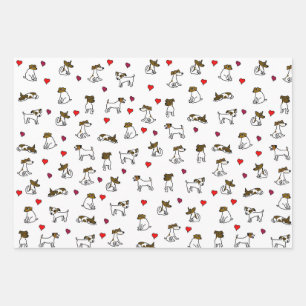 Süßes Jack-Russell-Terrier-Cartoon-Geschenkverpack Geschenkpapier Set