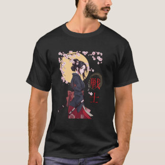 Süßes japanisches Samurai-Mädchen Kirschblüten-Hol T-Shirt