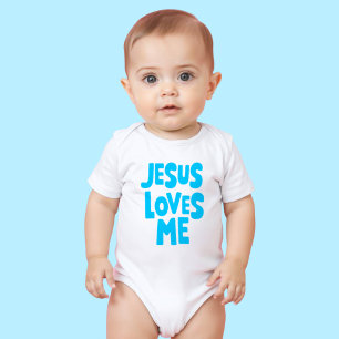 Süßes "Jesus liebt mich" in Blau für Baby-Bodysuit Baby Strampler