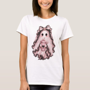 Süßes Kaffee-Geist Halloween T-Shirt Rosa Kokett