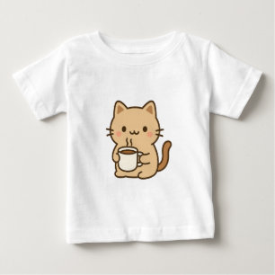 Süßes Kaffee-Katze Kawaii Gemütliches Ästhetik-Des Baby T-shirt