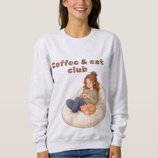 Süßes Kaffee- & Katzenclub-Design Sweatshirt