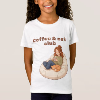 Süßes Kaffee- & Katzenclub-Design T-Shirt