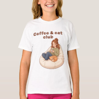 Süßes Kaffee- & Katzenclub-Design T-Shirt
