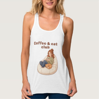 Süßes Kaffee- & Katzenclub-Design Tank Top