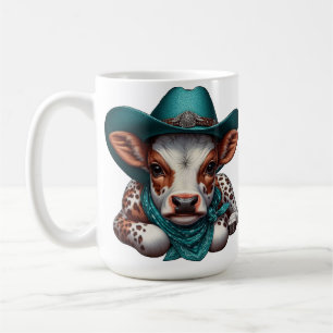 Süßes Kalb mit Cowboyhut und Bandana Kaffeetasse
