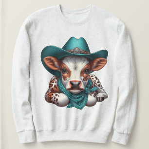 Süßes Kalb mit Cowboyhut und Bandana Sweatshirt