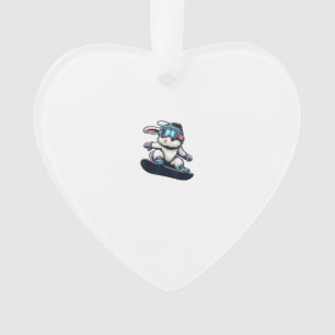 Süßes Kaninchen beim Snowboard-Trick Kinder Ostern Ornament