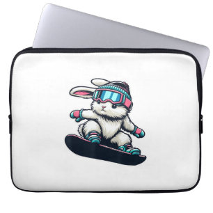 Süßes Kaninchen beim Snowboarden Trick Kids Ostern Laptopschutzhülle