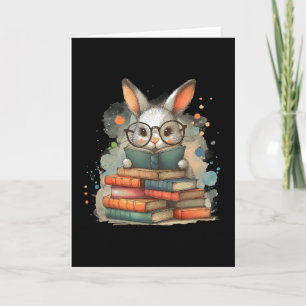 Süßes Kaninchen Buchliebhaber Ostergeschenk Lesend Karte