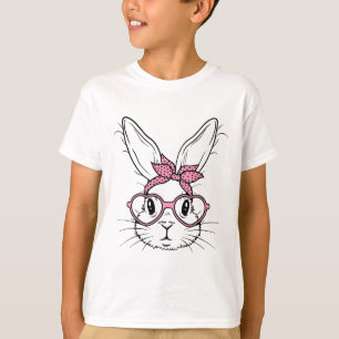 Süßes Kaninchen-Gesicht mit Byndana-Herz-Brille T-Shirt