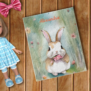Süßes Kaninchen-Häschen-Pastell-Aquarell-Frühlings