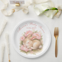 Süßes Kaninchen-Häschen Rosa Peonie Baby-Party