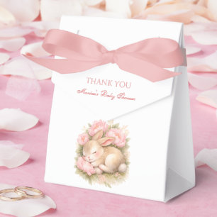 Süßes Kaninchen-Häschen Rosa Peonie Baby Shower Geschenkschachtel