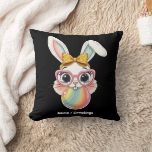 Süßes Kaninchen Hase bläst Bubble Gum  Frohe Oster Kissen