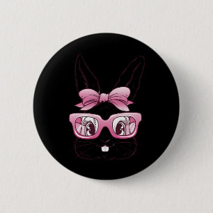 Süßes Kaninchen-Hasen-Gesicht Rosa Gles Fliege Frö Button