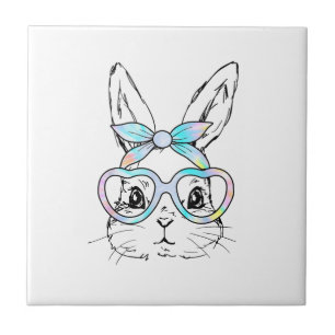 Süßes Kaninchen-Hasen-Gesicht-Tie-Dye-Brille Mädch Fliese