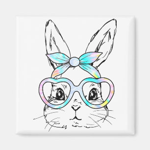 Süßes Kaninchen-Hasen-Gesicht-Tie-Dye-Brille Mädch Magnet
