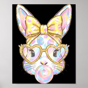 Süßes Kaninchen-Hasen-Gesicht-Tie-Dye-Brille-Mädch Poster
