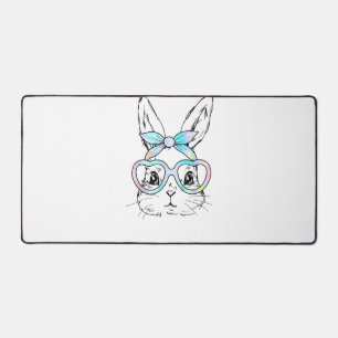 Süßes Kaninchen-Hasen-Gesicht-Tie-Dye-Brille Mädch Schreibtischunterlage