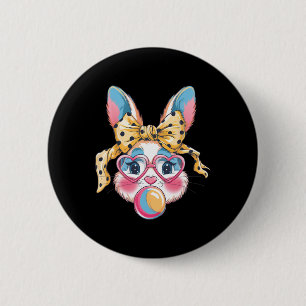 Süßes Kaninchen-Hasen-Gesicht-Tie-Dye-Glas-Mädchen Button