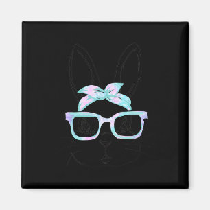 Süßes Kaninchen-Hasen-Gesicht-Tie-Dye-Glas-Mädchen Magnet