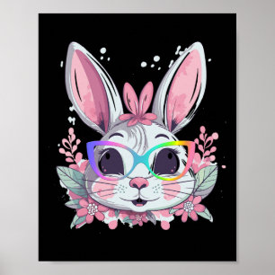 Süßes Kaninchen-Hasen-Gesicht-Tie-Dye-Glas Mädchen Poster