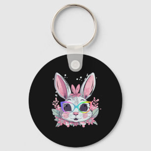Süßes Kaninchen-Hasen-Gesicht-Tie-Dye-Glas-Mädchen Schlüsselanhänger